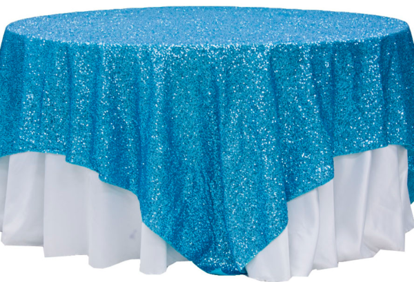 Aqua Blue Sequin Linen