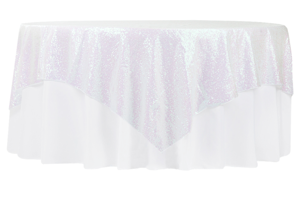 Iridescent White Sequin Linen