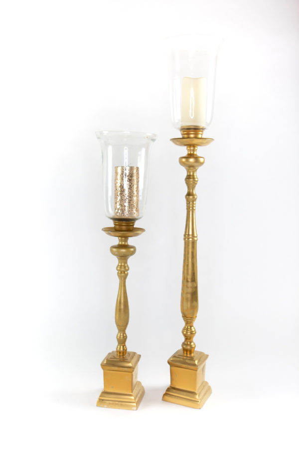 44" Gold Wood Candle Stick
