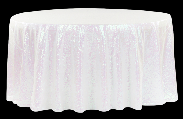 Iridescent White Sequin Linen